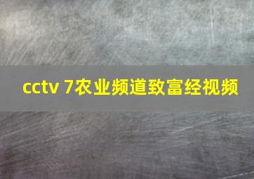 cctv 7农业频道致富经视频